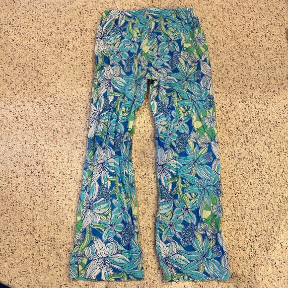 Lilly Pulitzer S Georgia May Tall Me Palazzo Pants Blue Preppy Resort Blue Sea - Picture 3 of 12